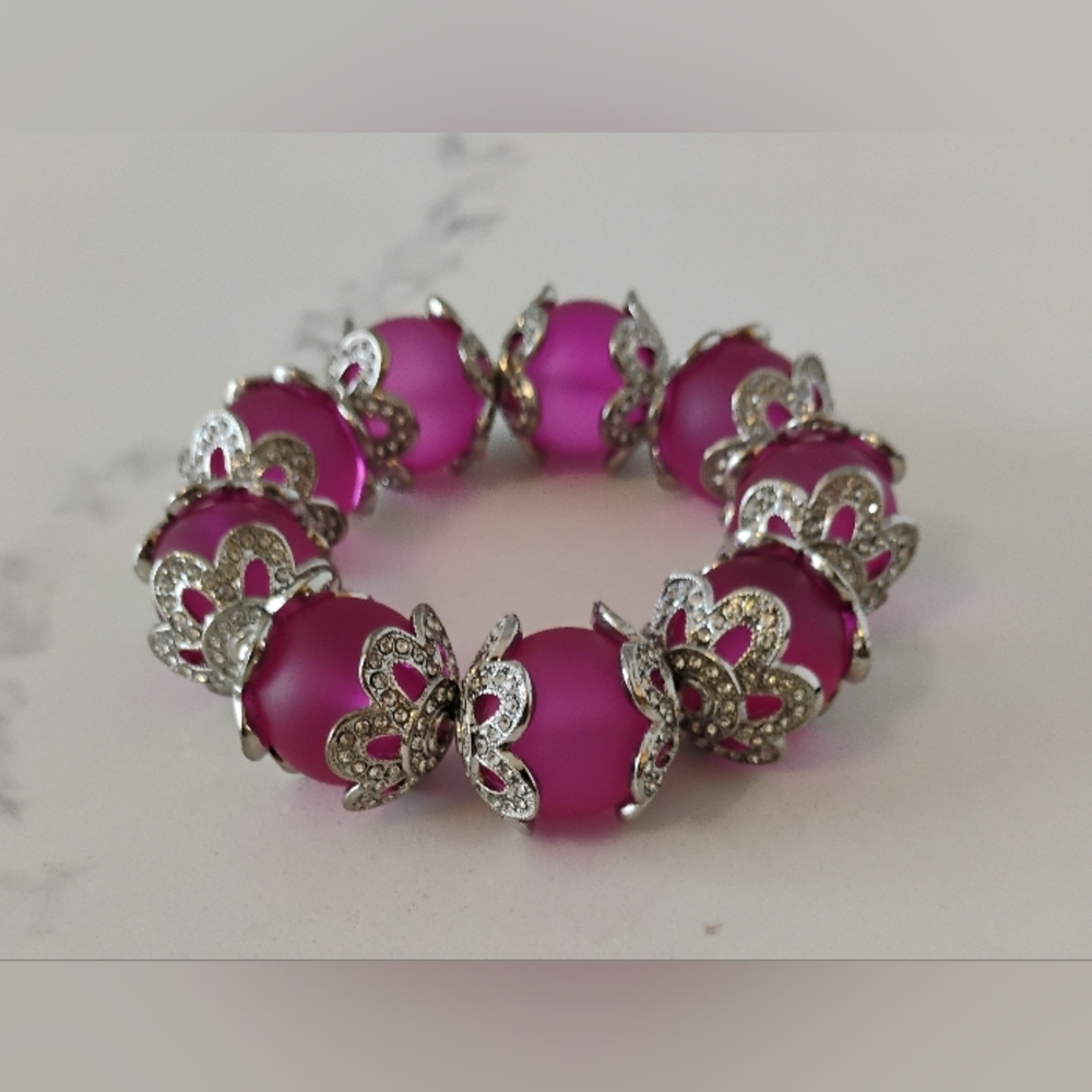 NEW Sassy Jones Frosted Pink Dina Bracelet - Picture 4 of 6